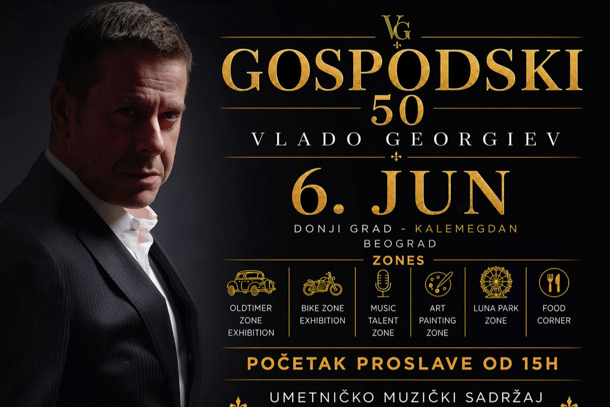 Vlado Georgiev na Kalemegdanu u Beogradu povodom spektakla GOSPODSKI 50